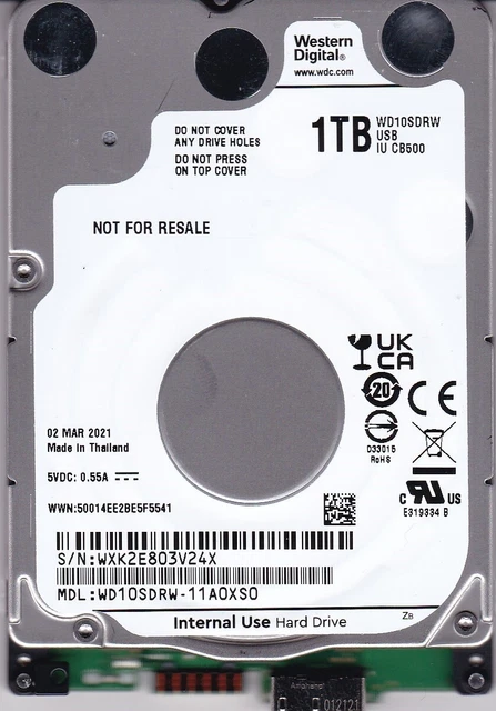 WD40NDZW-11A8JS1 S/N: WXM2E3 Thailand JAN / 2023 4TB 2.5