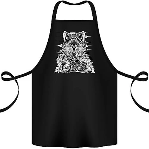 Motorbike Wolf Biker Motorcycle Motorbike Cotton Apron 100% Organic