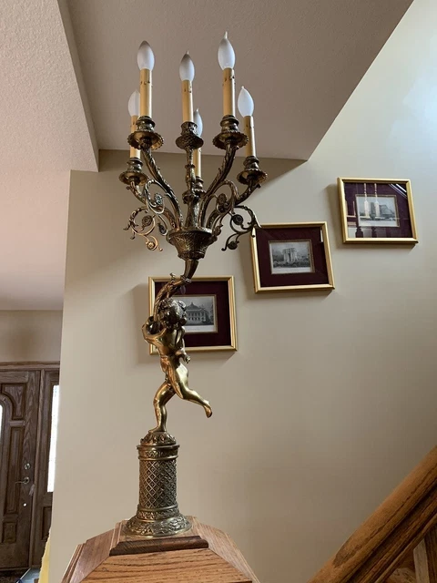 Fabulous Newel Post Light with Child holding Candelabra