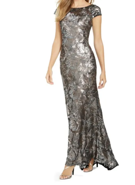 Calvin Klein Women’s Dress Sequined Cap Sleeve Gown- Size 6 NWT