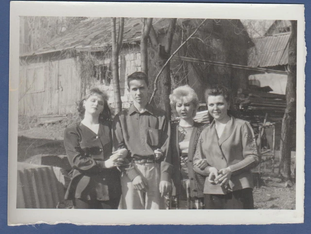 Beautiful Young Boy and Girl near an Old House Soviet Vintage Photo USSR