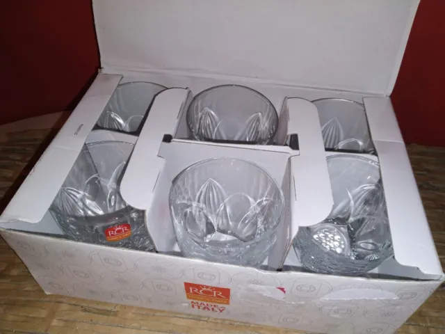 Set of 6 Cut Crystal Whisky Tumblers  RCR New Boxed