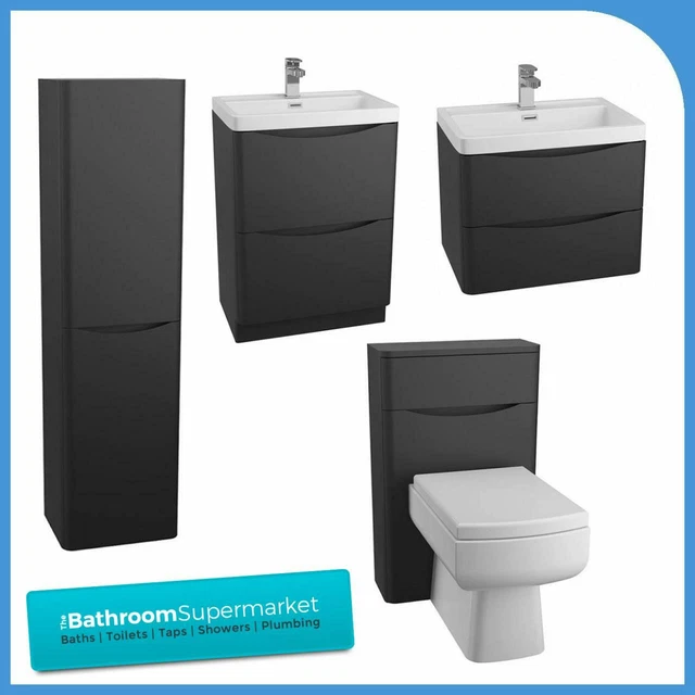 MODERN BALI ANTHRACITE Designer Bathroom Furniture Cabinet Basin Vanity ...