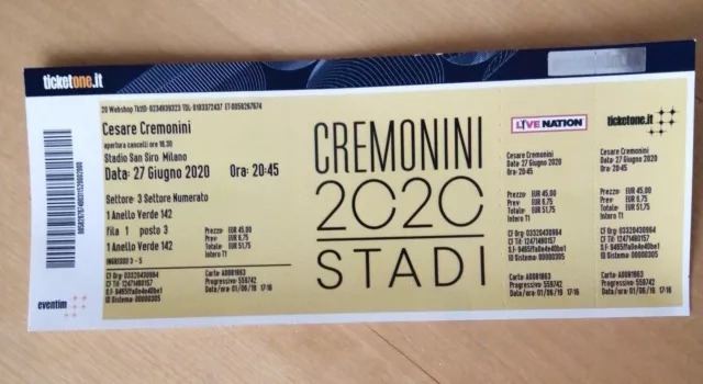 Biglietto Concerto Cesare Cremonini Milano
