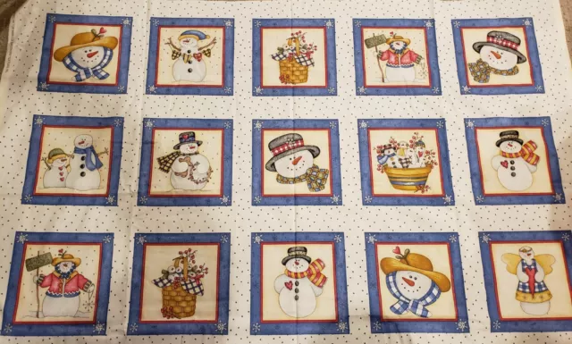 Marcus Bros. Fabric Panel Christmas Themed Snowmen Snowman Panels squares