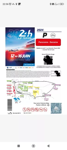 Billet-Ticket Parking rouge PANORAMA (semaine) 24h du Mans 2024