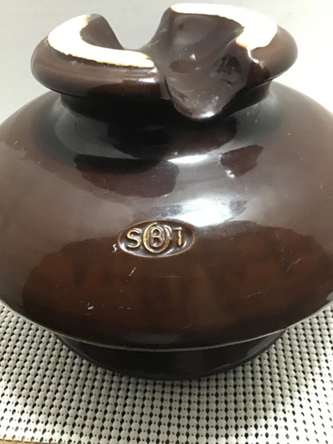 Vintage SBT Large  2 tier Glazed Porcelain Brown Insulator garden 6