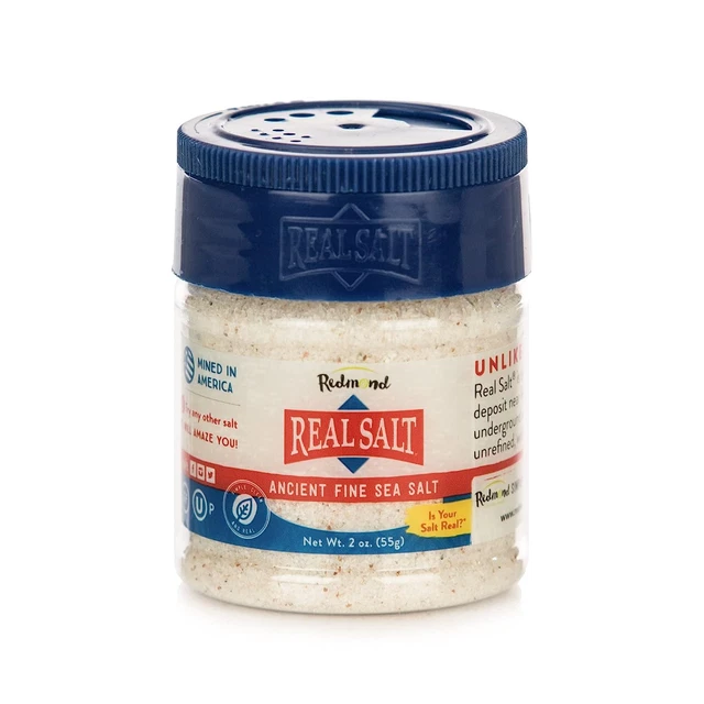 Redmond Real Salt, Nature's First Sea Salt, Fine Salt, 2 Ounce Shaker 1 Pack