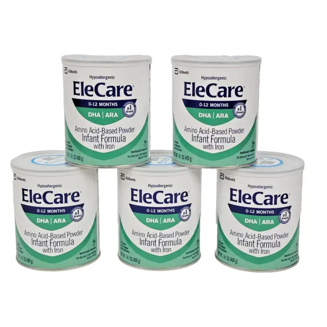 🔥5 Cans EleCare: Hypoallergenic DHA/ARA Infant Formula-14.1 oz Powder EXP 5/25