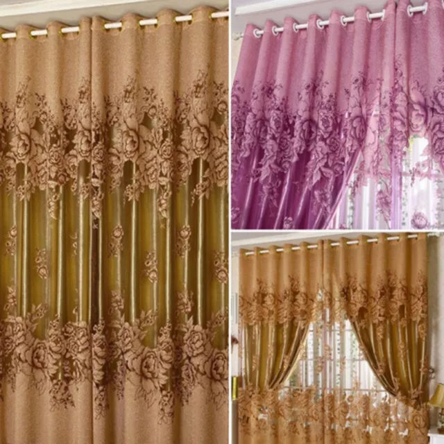 Peony Pattern Voile Curtains Living Room Window Curtain Tulle Sheer Curtains Dyu 2