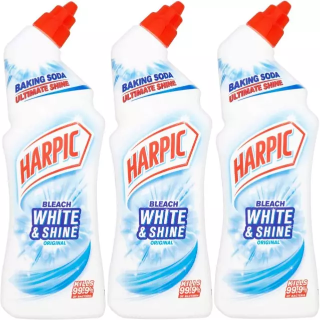 Harpic White & Shine Original Bleach With Baking Soda, 750ml x 3