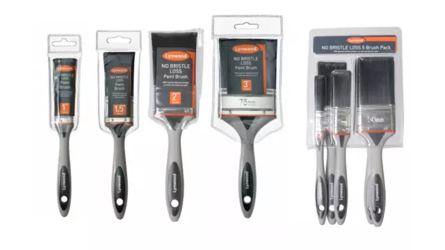 Lynwood No Bristle Loss Paint Brushes Top Quality - 1",1.5",2",3",5pk Pro Range!