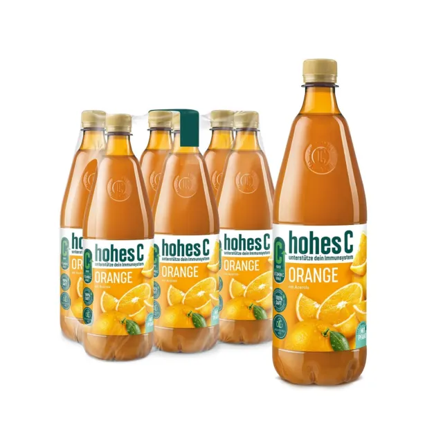 Bottiglia alta vitamina C arancione 6 x 1 litro incl. 1,50 € deposito cauzionale NUOVO MHD 10/23