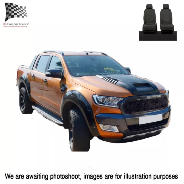 Ford Ranger Wildtrack avant & Arrière Seat Housses (2022 A Partir) Noir 1191