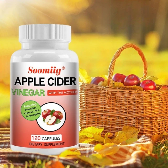 ORGANIC APPLE CIDER Vinegar Capsules, Probiotic Blend Supplement 30-120 ...