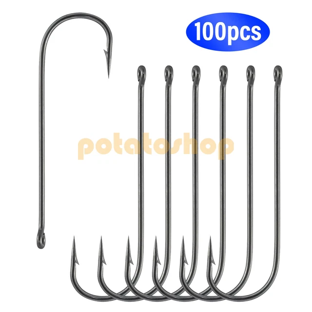 100pcs Aberdeen Hooks Long Shank Light Wire Offset Crappie Panfish Bass Fishing