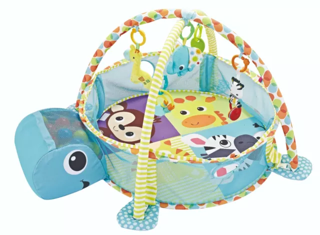 Baby Playmat 3in1 Blue Turtle Activity Play Mat With Sensory Toys & Ball Pit