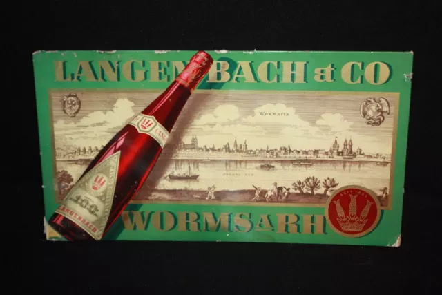 LANGENBACH & CO. Worms Wein - Papp-Aufsteller Reklameschild Imoglas - D 1955