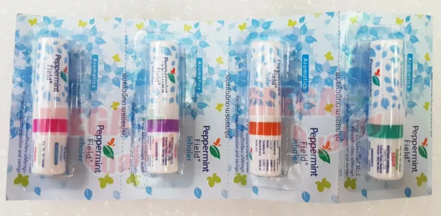 4 x PEPPERMINT FIELD AROMATIC NASAL INHALER RELIEF COLD DIZZY + SINUS CONGESTION