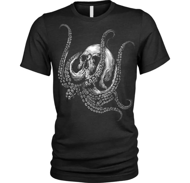 T-shirt cranio Cthulhu polpo horror gotico calamaro uomo donna bambini