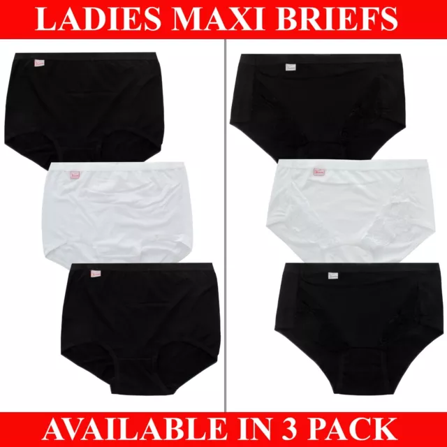 Womens Briefs Underwear Ladies Maxi Soft Comfy Light Cotton Knickers 3 Pairs