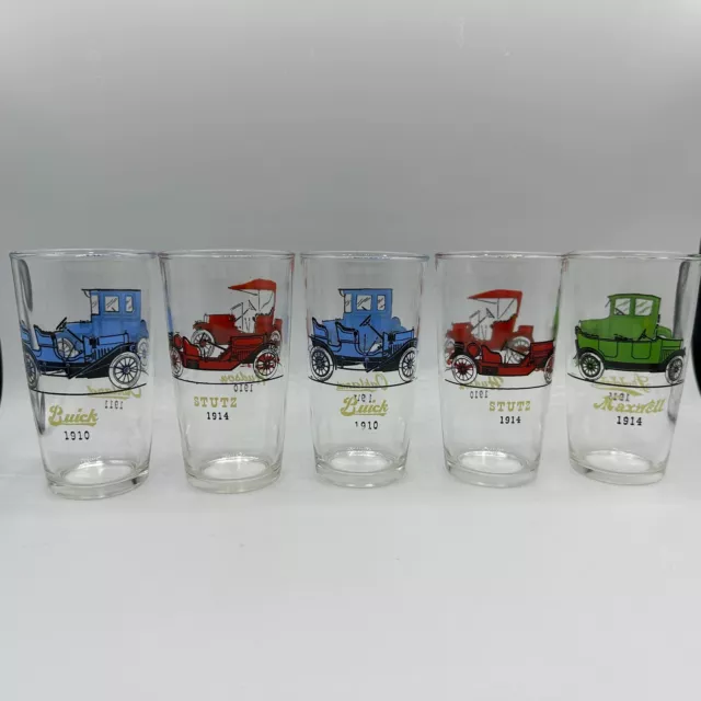 Hazel Atlas Antique Car Tumblers, Set of 5