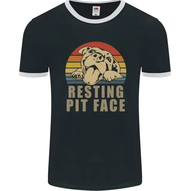 Resting Pit Bull Face Funny Dog Puppy Mens Ringer T-Shirt FotL