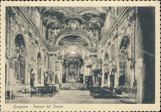 ah452 cartolina gragnano interno del duomo provincia di napoli