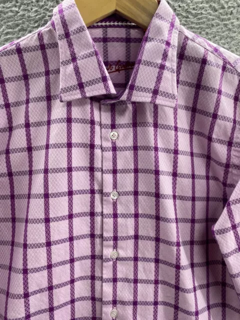 Robert Graham Shirt Boys Extra Large 18 20 Purple Plaid Button Up Flip Cuff Kids 2