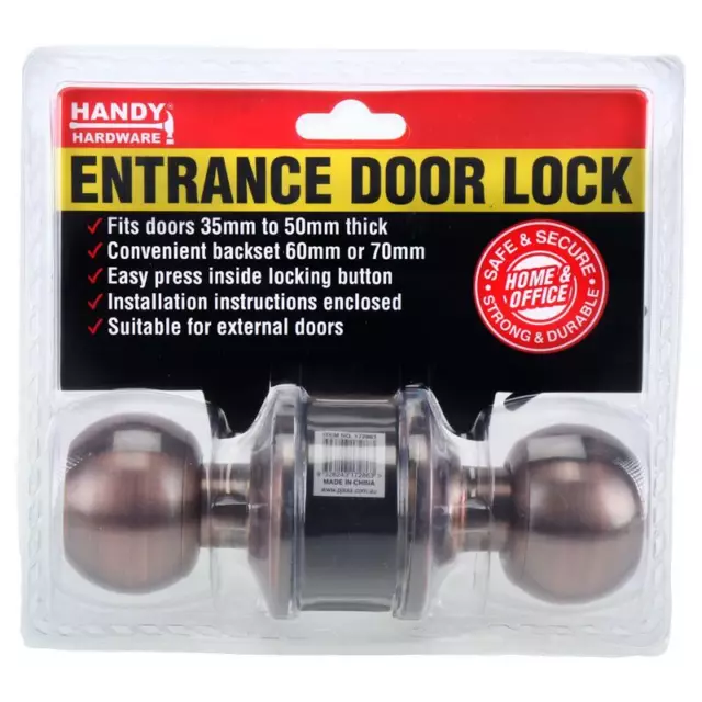 Lock Entrance Door Set Bronze Brass Security Safe Handle W/3 Keys Indoor Outdoor