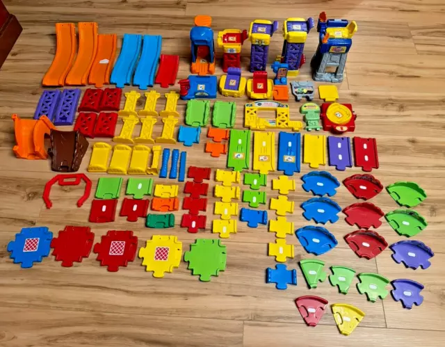 Huge Lot of Vtech Go Go Smart Wheels Tracks & Towers 97 Pcs Set