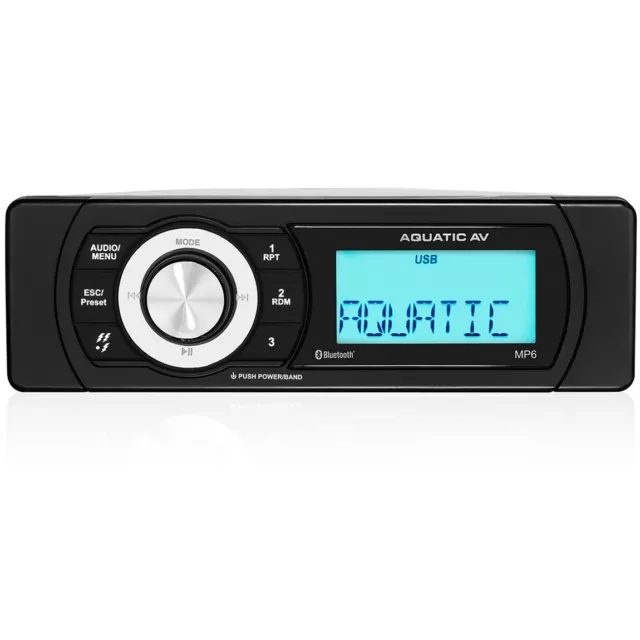 Aquatic Av Mp6 Shallow Mount Bluetooth & Usb Waterproof Marine Stereo Usb Aux 2