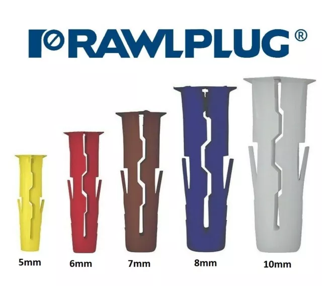 Rawlplug UNO Universal Wall Plug Fixings Anchor Rawl Plugs 5mm 6mm 7mm 8mm 10mm