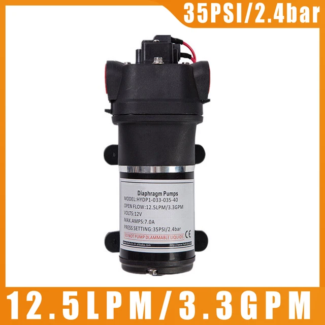12V 12.5LPM 35PSI Fresh Water Pressure Diaphragm Pump for Boat Marine RV Camping