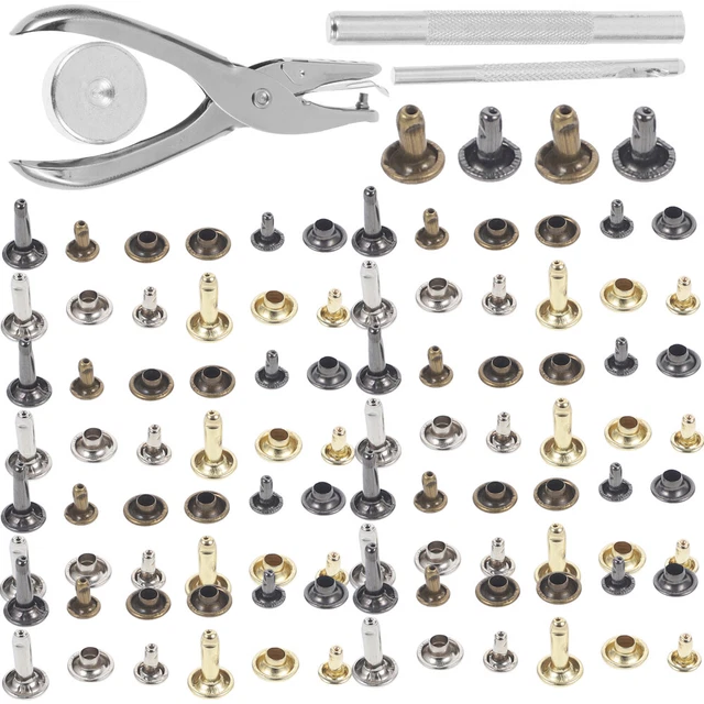 480 juegos hágalo usted mismo - remaches doble tubular metal pernos bolsa reparación artesanal de cuero