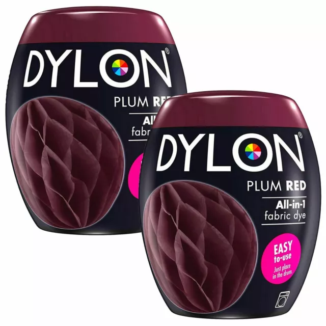 Dylon Washing Machine Fabric Dye Pod, Plum Red, 2 Packs of 350g