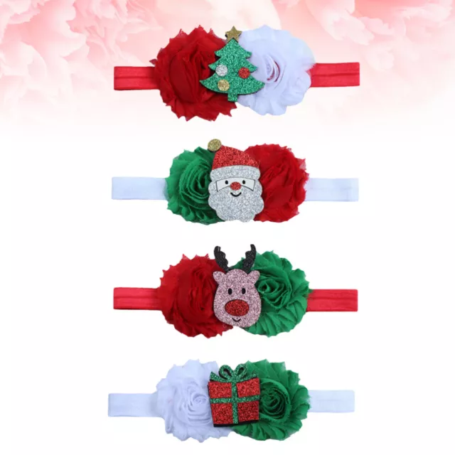 4 Pcs Baby Girl Hair Accessories Ties Bands Christmas Tinner