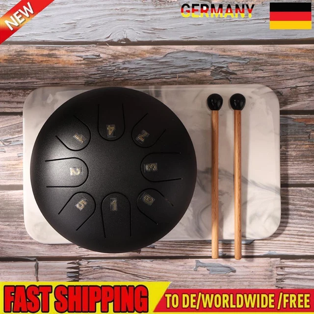 TTSAM 6 Zoll Ethereal Steel Tongue Drum 8 Tune Hand Pan Drum Tank mit Schl?eln D