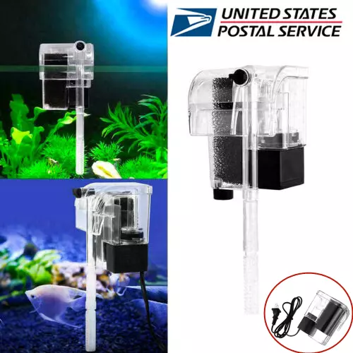 New Aquarium Fish Tank Mini Waterfall Hang On External Oxygen Pump Water Filter