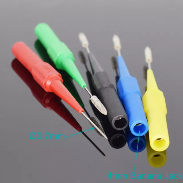 1set 5Color 4mm Female Banana To 0.7mm Tip Insulation Piercing Needle Test Probe