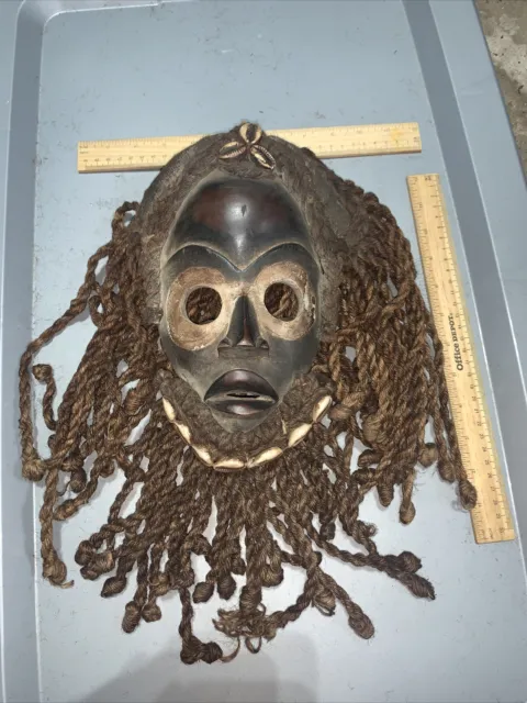 Dan Mask with Cowries and Rope Beard African mask great size OFFERS #17