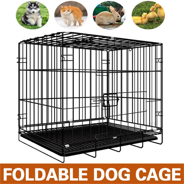 Dog Cage Puppy Pet Crate Carrier - Small Medium Large S M L XL XXL Metal Black