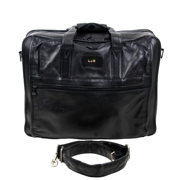 Tumi BLACK GENUINE LEATHER PADDED LAPTOP BRIEFCASE TRAVEL LUGGAGE SUITCASE