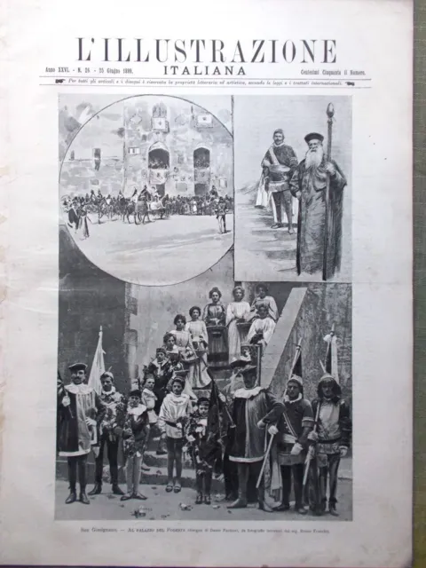 L'Illustrazione Italiana del 25 Giugno 1899 Feste San Gimignano Bersaglieri Cina