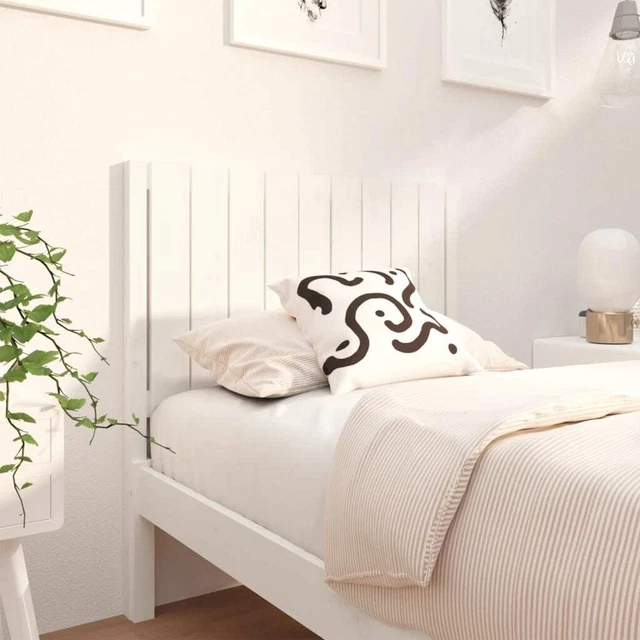 Testiera per Letto Bianca 95,5x4x100 cm Legno Massello di Pino