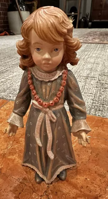 Dolfi A. Santini Hand Carved Wood Freestandingdoll Barbara 8.5" Signed 2/3000 Le