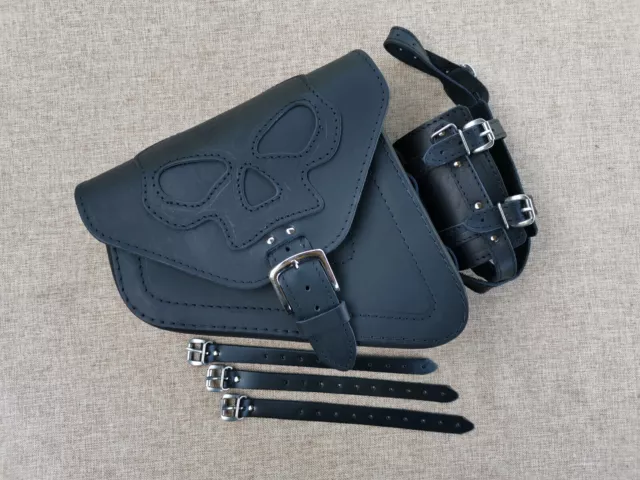 Crâne Black Poche Latérale Convient pour Harley Davidson Sportster Selle