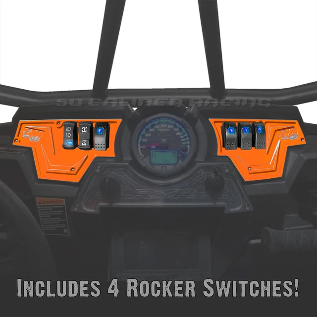2 Piece Dash Panel & 4 Rocker Switch Bundle RZR XP1000 S 900 1000 Orange Madness