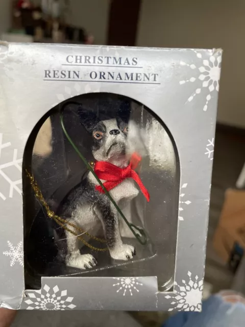 Christmas Resin Ornament Boston Terrier