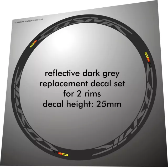 Cosmic Pro Carbon Sl Ust Reflective Dark Grey Replacement Decal Set For 2 Rims